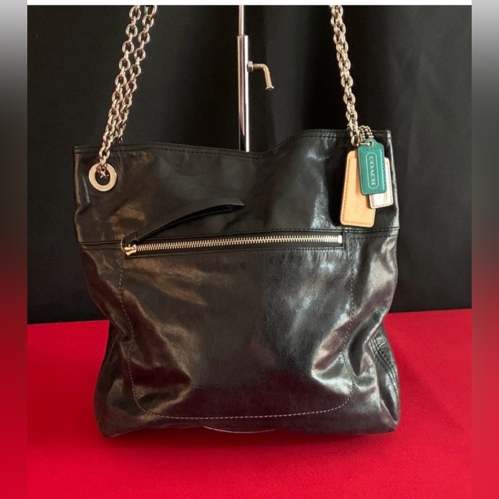 Coach Black Poppy leather Classic Y2K tote
